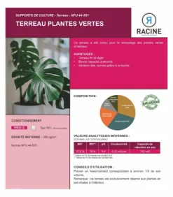 RACINE - Terreau plantes vertes, 10 sacs de 50l - pro12-10x50