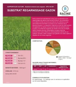 RACINE - Terreau substrat pour regarnissage gazon pour sol sportif, sac 20l - pro447