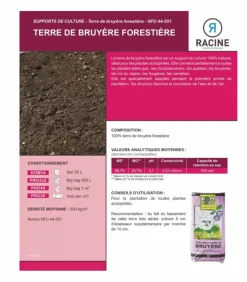 RACINE - Terreau terre de bruyère forestière 48 sacs 40 litres plantes extérieures