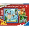 RAVENSBURGER - Puzzle pour enfants 3 x 49 pièces pokémon - salameche, bulbizarre et carapuce 3 posters inclus