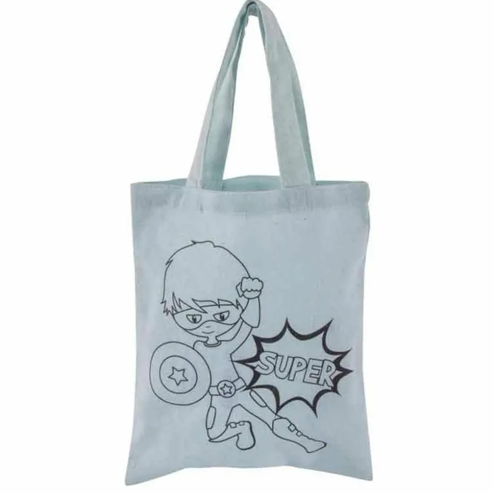 RAYHER - 2 sacs en coton bleu 25 x 20 cm - super-héros