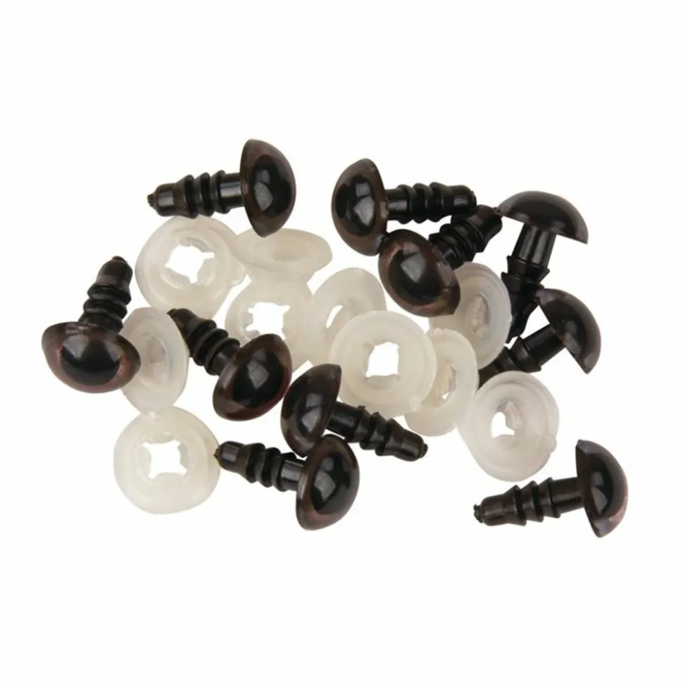 RAYHER - 10 yeux marron de peluche à visser ø 8 mm avec rondelles