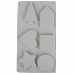 RAYHER - Moule en silicone 6 formes - maison, rond, carré, coeur, sapin, étoile