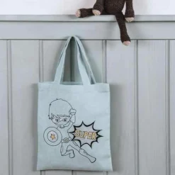 RAYHER - Sac en coton bleu 25 x 20 cm - super-héros