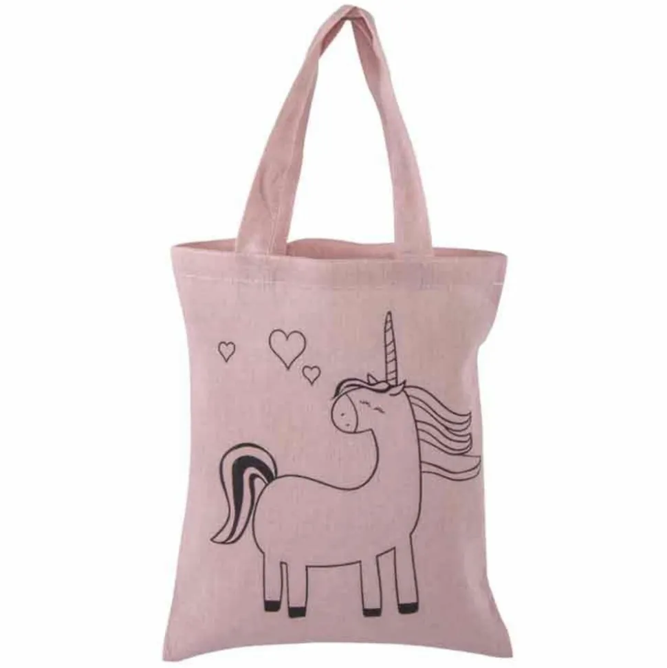 RAYHER - Sac en coton rose 25 x 20 cm - licorne