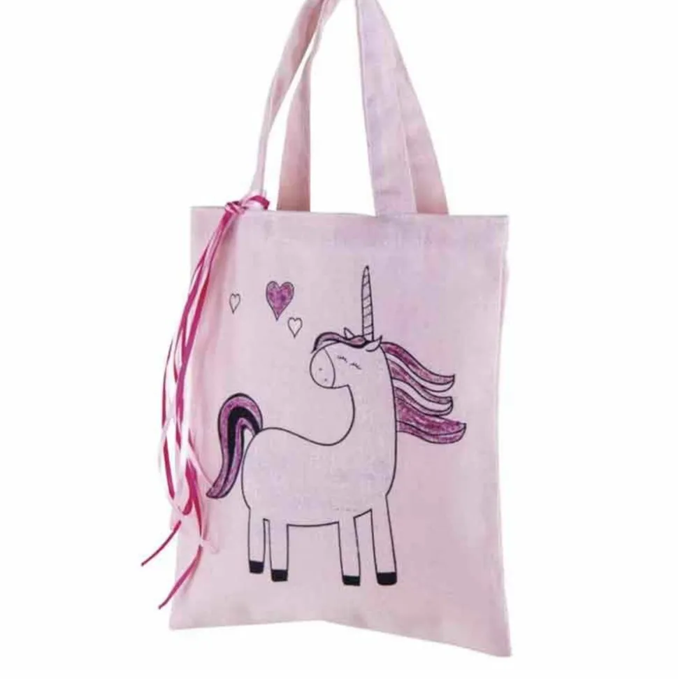 RAYHER - Sac en coton rose 25 x 20 cm - licorne