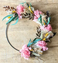 RECONCILIATION VEGETALE - Couronne murale de fleurs séchées honorine d30cm