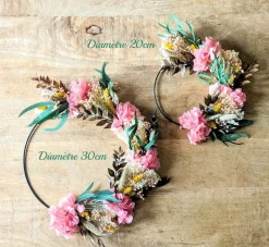RECONCILIATION VEGETALE - Couronne murale de fleurs séchées honorine d30cm