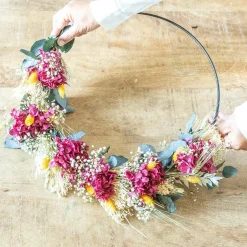 RECONCILIATION VEGETALE - Couronne murale de fleurs séchées heloïse d30cm