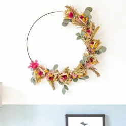 RECONCILIATION VEGETALE - Couronne murale de fleurs séchées hermione d50cm