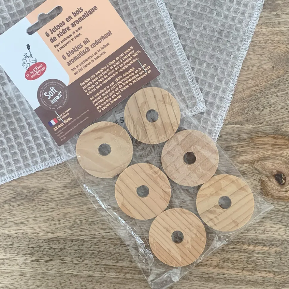 REDECKER - Pack de 6 jetons en bois de cèdre anti-mites pour le linge