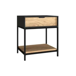 RENDEZ-VOUS DÉCO - Jakson - table de chevet en bois et métal noir 1 tiroir