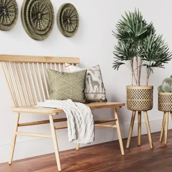 RENDEZ-VOUS DÉCO - Landi - cache-pot pieds en teck et bambou (lot de 2)