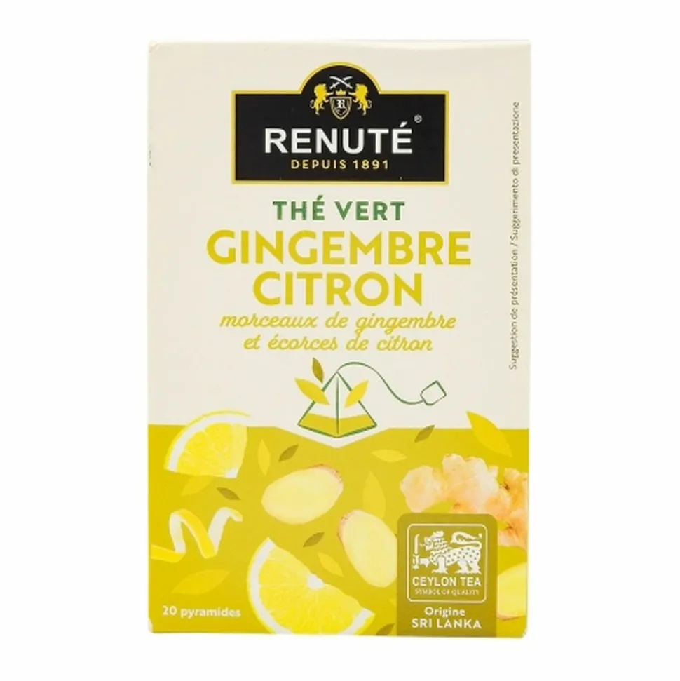 RENUTÉ - Thé vert gingembre et citron - 20 sachets - renuté