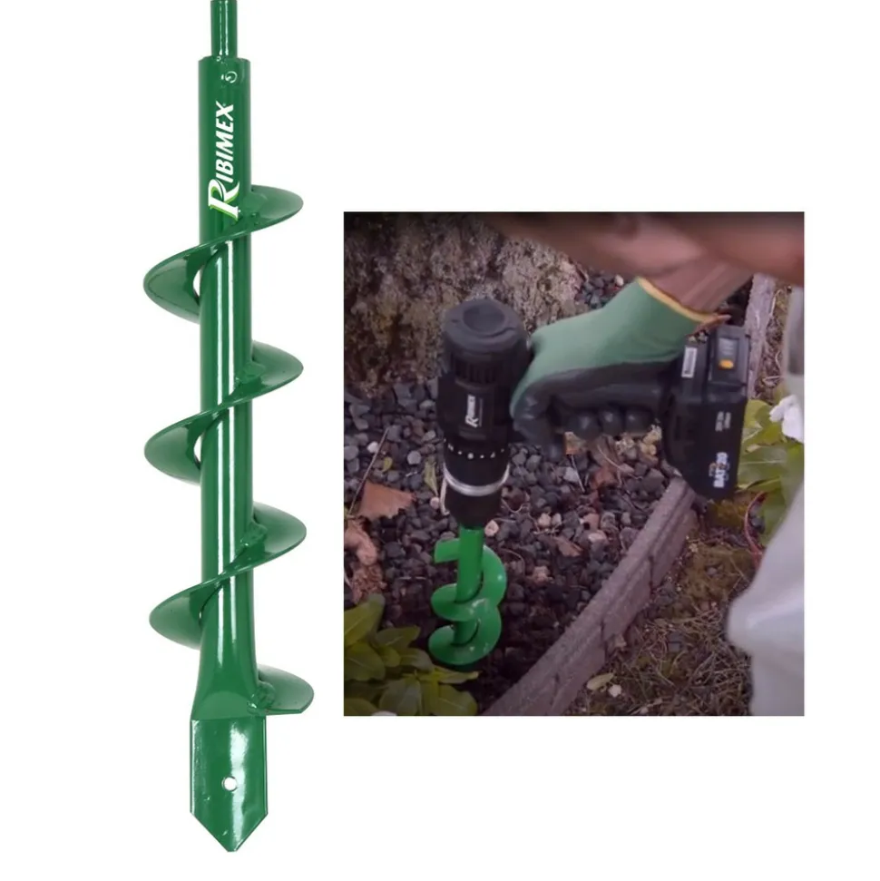 RIBILAND - Tarière sur perceuse - ribiland - pour planter des fleurs, des plantes, des bulbes, des poteaux - long. 30 cm diam. 6 cm