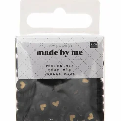 RICO DESIGN - 165 perles centre coeur 5 x 7 mm - noir et or