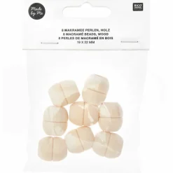 RICO DESIGN - 8 perles rondes fantaisie - bois nature - 22 mm