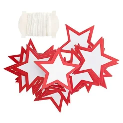 RICO DESIGN - 24 étiquettes à suspendre étoiles blanches & rouges