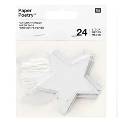 RICO DESIGN - 25 étiquettes à suspendre étoiles pailletées