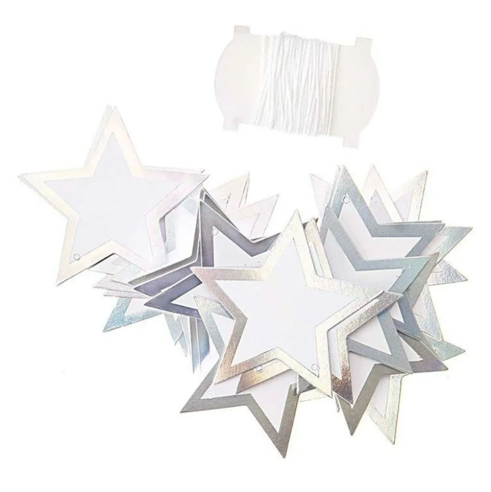 RICO DESIGN - 24 étiquettes à suspendre étoiles argentées