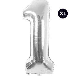 RICO DESIGN - Ballon aluminium chiffre "1" argenté, haut. 86 cm