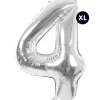 RICO DESIGN - Ballon aluminium chiffre "4" argenté, haut. 86 cm