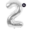 RICO DESIGN - Ballon aluminium chiffre "2" argenté, haut. 86 cm