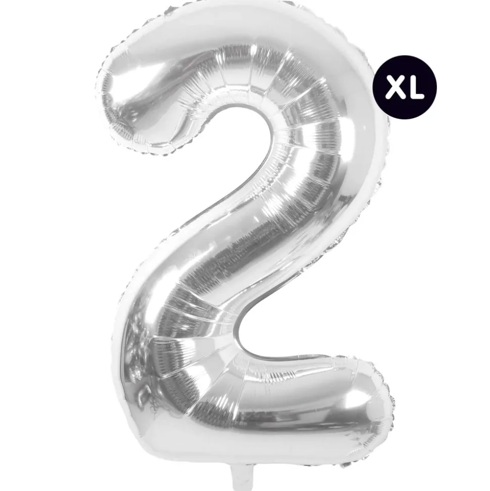 RICO DESIGN - Ballon aluminium chiffre "2" argenté, haut. 86 cm