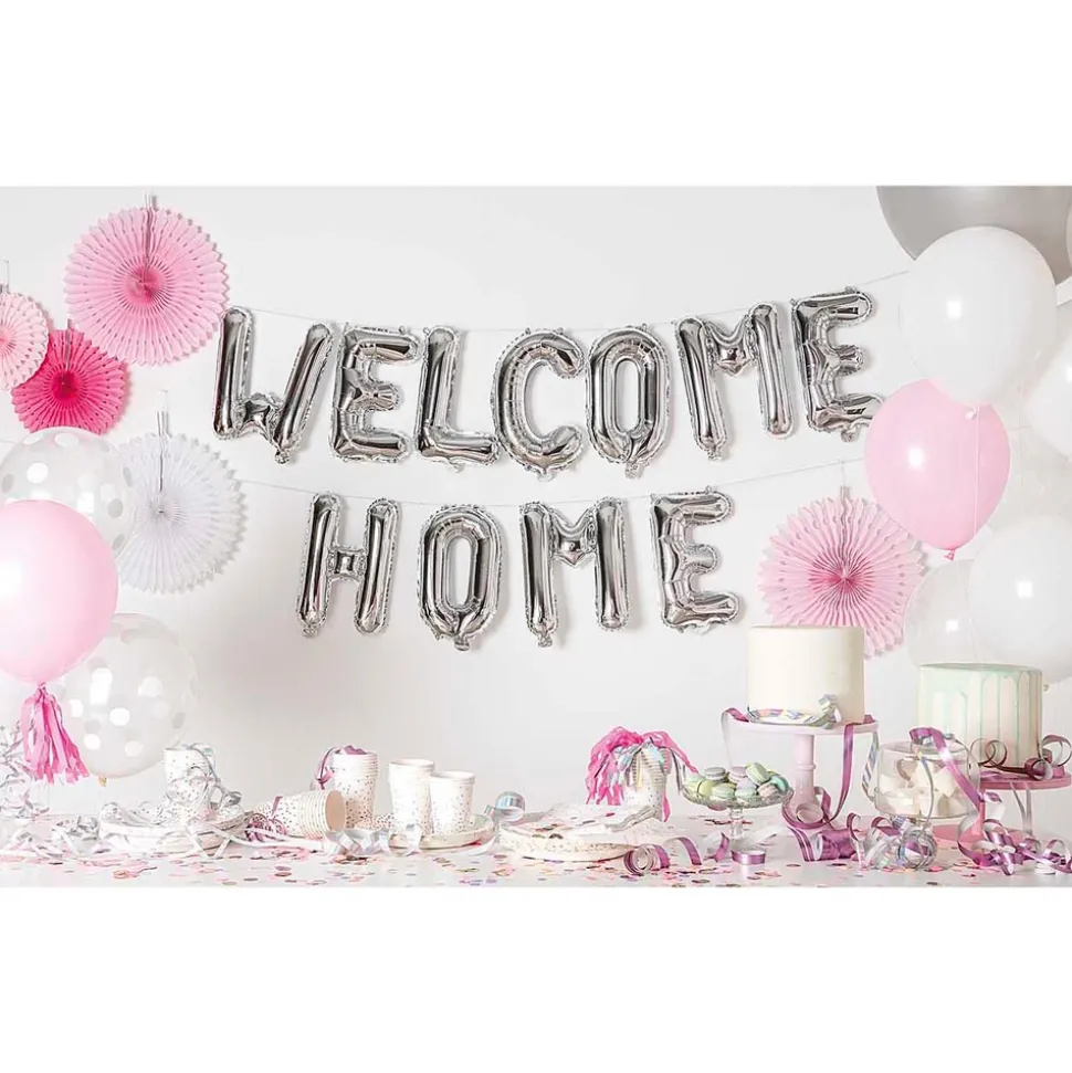 RICO DESIGN - Ballons aluminium "Welcom Home" 11 caratères argentés, H. 36 cm