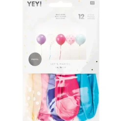 RICO DESIGN - Ballons aux couleurs pastels, H. 30 cm, x 12 pièces