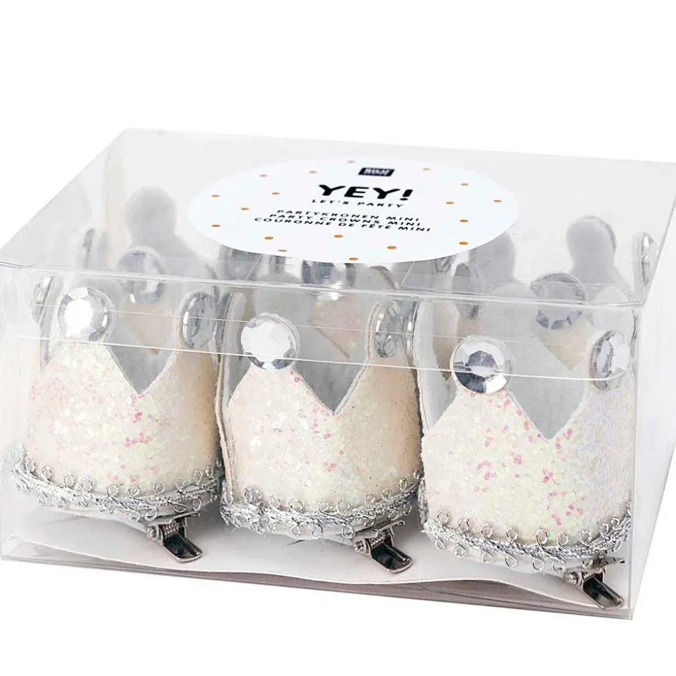 RICO DESIGN - Mini couronne (x6) de fête avec strass et paillettes - 4.5 x 5 cm