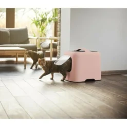 ROTHO MYPET - Rotho maison toilette pour chat - 51 x 39 x 40 cm - bac a litiere - rose