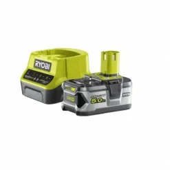 RYOBI - Tondeuse a gazon - poussée 18v one+ - brushless - ø coupe 37 cm - ramassage et mulching + batterie 5,0 ah & chargeur - ry1