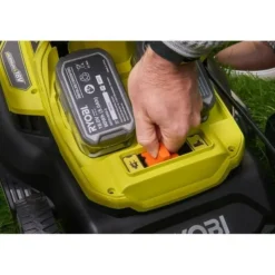 RYOBI - Tondeuse a gazon - poussée hybride 36v (alimentation par 2 batteries one+™) - coupe 37 cm + 2 batteries 5 ah & charg. - ry