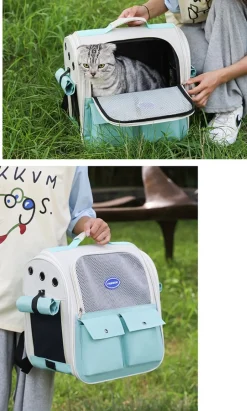 Sac à dos pour chat mcboson vert, anti-griffes pratique, bonne ventilation