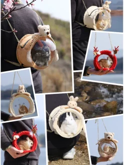 Sac de voyage semi-circulaire pour écureuil, chinchilla, hamster, lapin nain, cochon d'inde et ours - mcboson