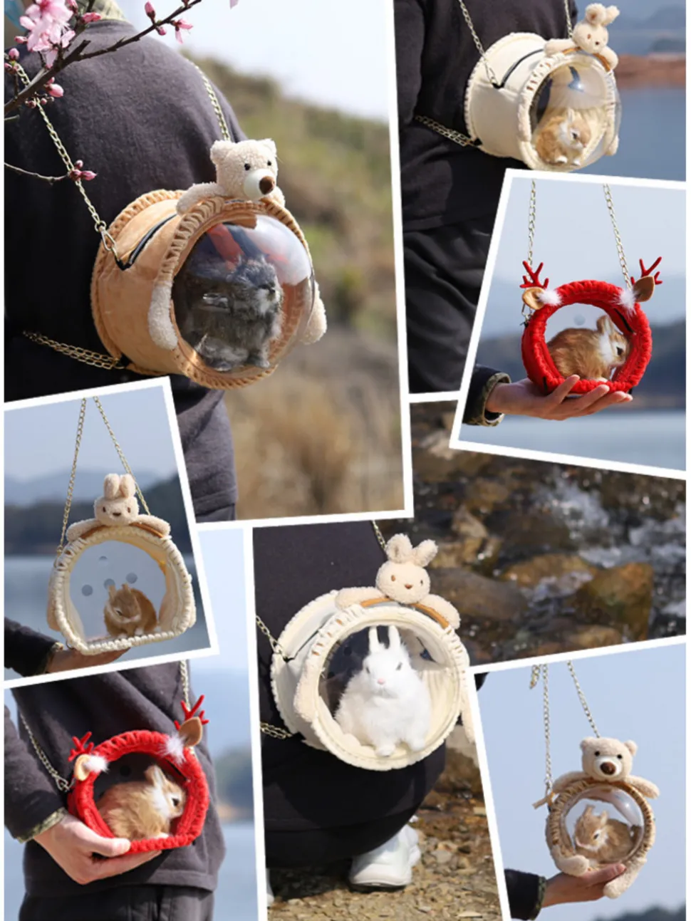 Sac de voyage semi-circulaire pour écureuil, chinchilla, hamster, lapin nain, cochon d'inde et ours - mcboson