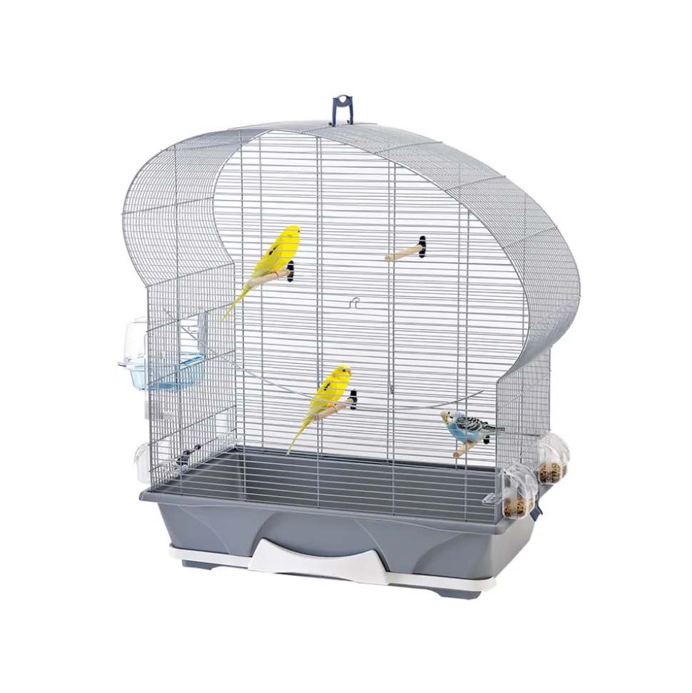 SAVIC - cage petit oiseau Ellipse 50 argent/gris 70x38x75cm