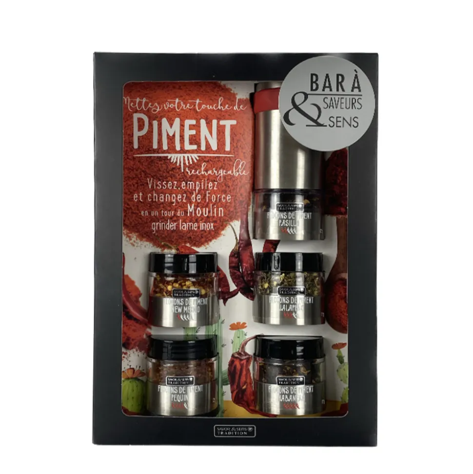 SAVOR & SENS - Coffret assortiment de 5 piments - 5x12g