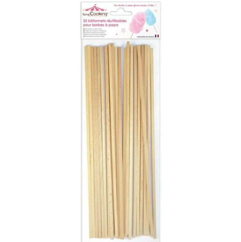 SCRAPCOOKING - 25 bâtonnets pour barbe à papa