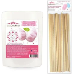 SCRAPCOOKING - Préparation barbe à papa rose 160 g + 25 bâtonnets