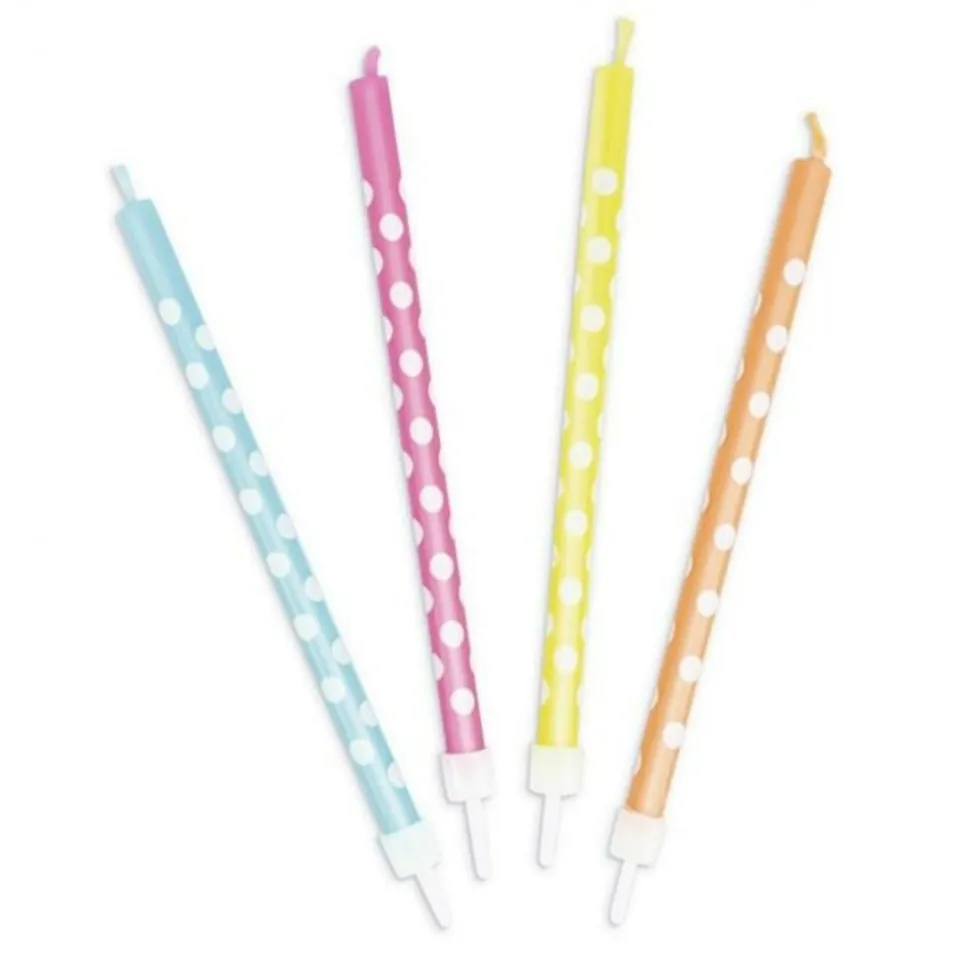 SCRAPCOOKING PARTY - 12 bougies multicolores à pois blancs