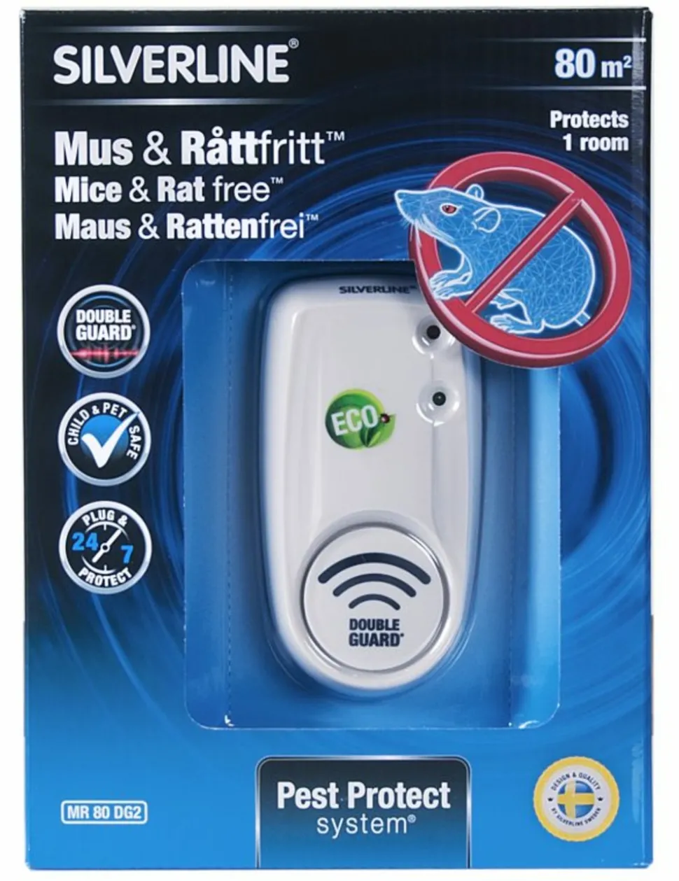 SILVERLINE SWEDEN - Répulsif pour rongeurs mr 80 dg2 80m2
