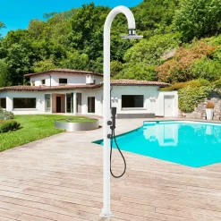 SINED - Douche blanche alu avec led douchette capteur et double arrivee