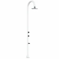 SINED - Douche blanche en alu avec led eau chaudefroide et lavepieds