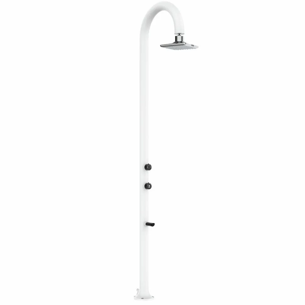 SINED - Douche blanche en alu avec led eau chaudefroide et lavepieds