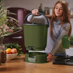 SKAZA - Composteur bokashi essential 15,3l +1kg brain+base-olive