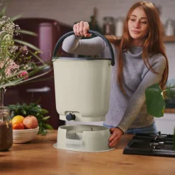 SKAZA - Composteur bokashi essential 15,3l +1kg brain+base-crème