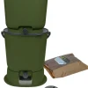 SKAZA - Lot de 2 composteurs bokashi essential 15,3l+1kg de brain+1 base-olive