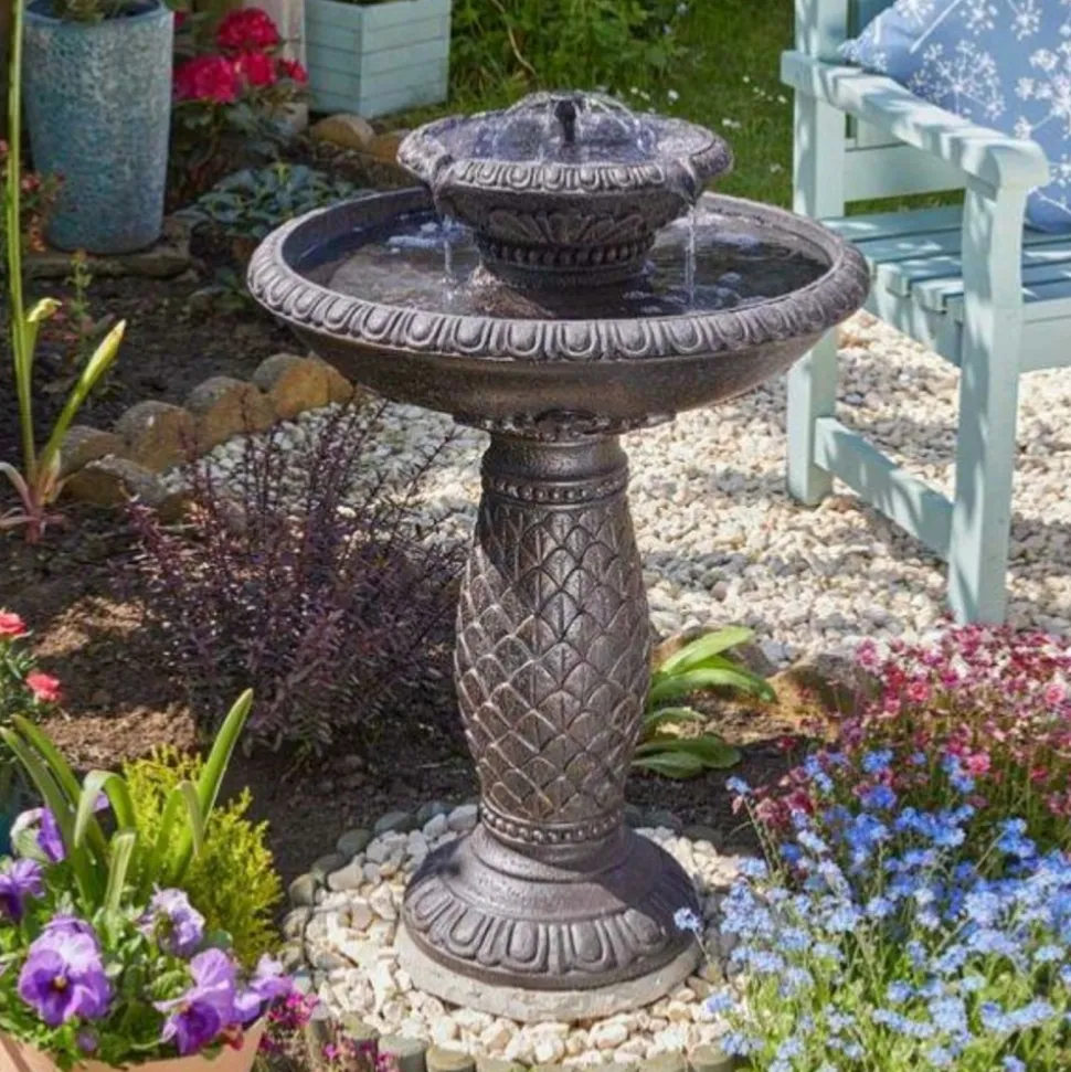 SMART GARDEN - Fontaine solaire bain d'oiseau 2 niveaux versailles